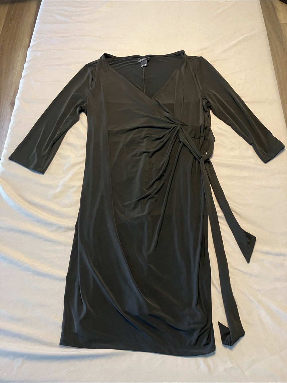 Oh Baby by Motherhood Black Wrap-Style Midi Dress with Side Tie Detail